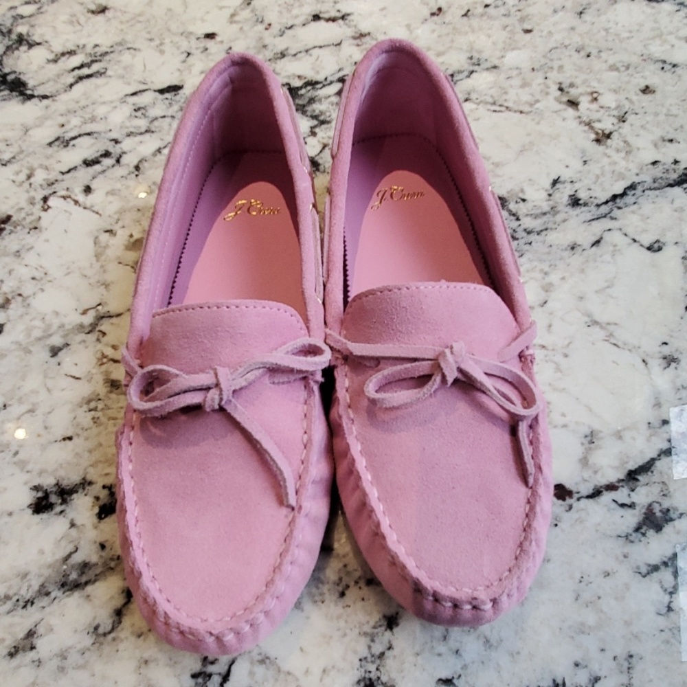 NEW JCrew Pink Suede Driving Moccasins